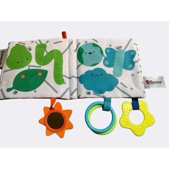 Set Of 3 Baby Soft Crinkle Cloth Books with Teethers - Picture 7 of 12